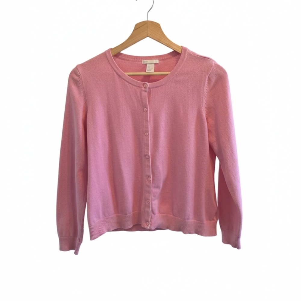 H&M Soft Pink Button-Up Cardigan Sweater Size Large